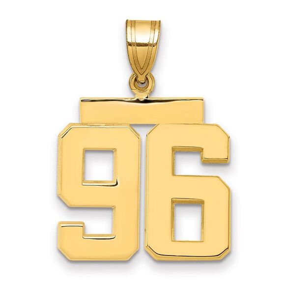 14k Yellow Gold Athletic Collection Medium Polished Number 96 Pendant